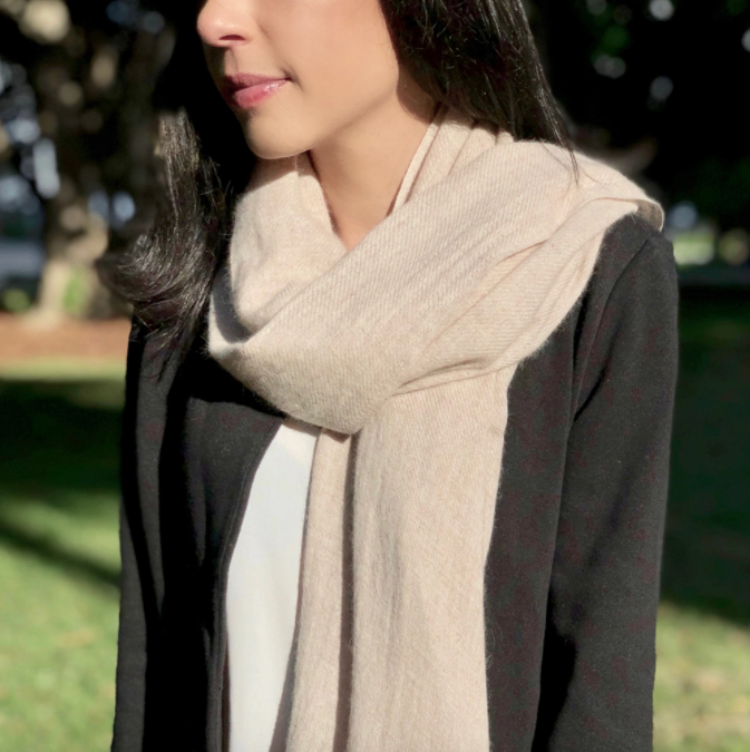 handloom cashmere scarf - blush