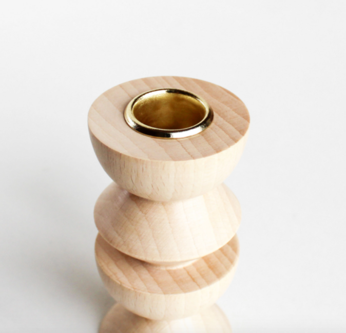 totem wood candle holder / medium