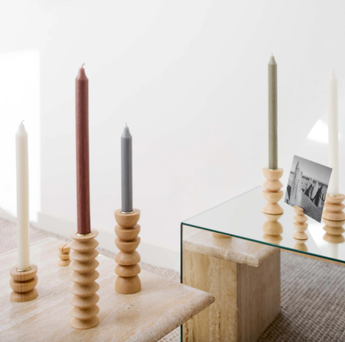 totem wood candle holder / medium