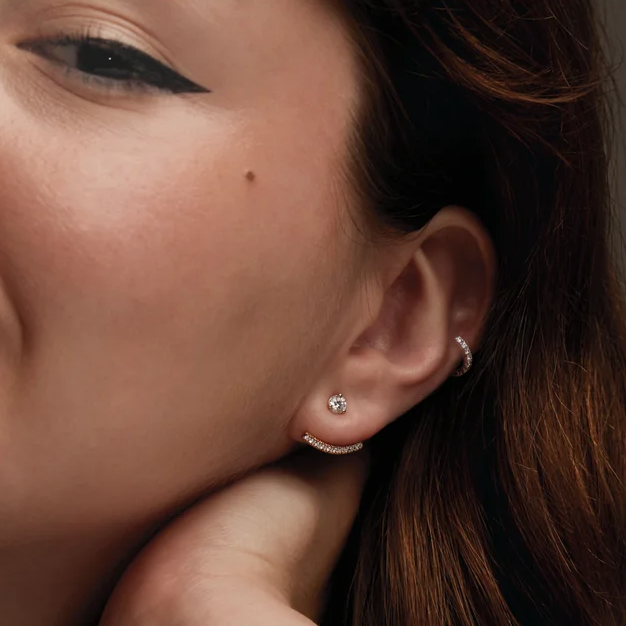 grown diamond hinged hoop earrings