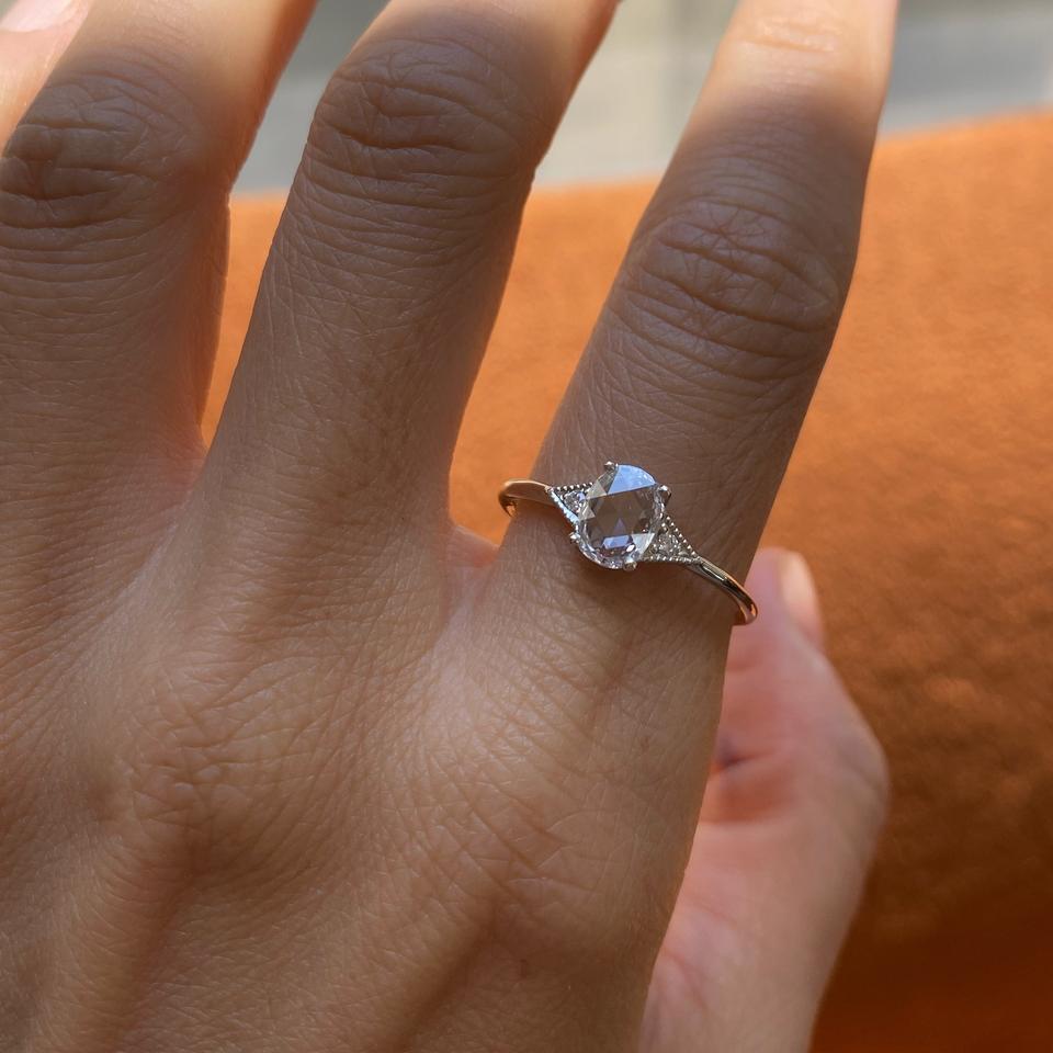 rose cut diamond oval deco ring