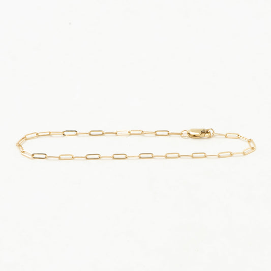 flat elongated link gold bracelet - tiny link