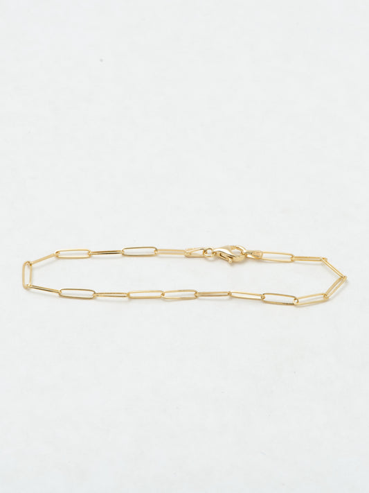 flat elongated link gold bracelet - small link