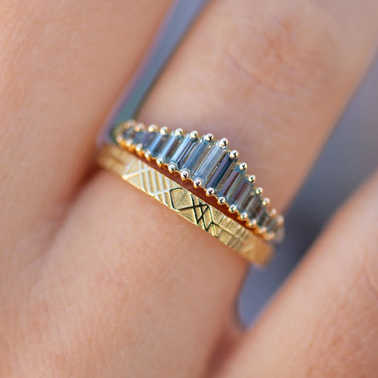 teal sapphire tiara ring - made to order