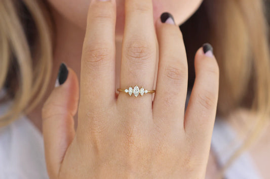 marquise diamond engagement art deco ring - medium - made to order