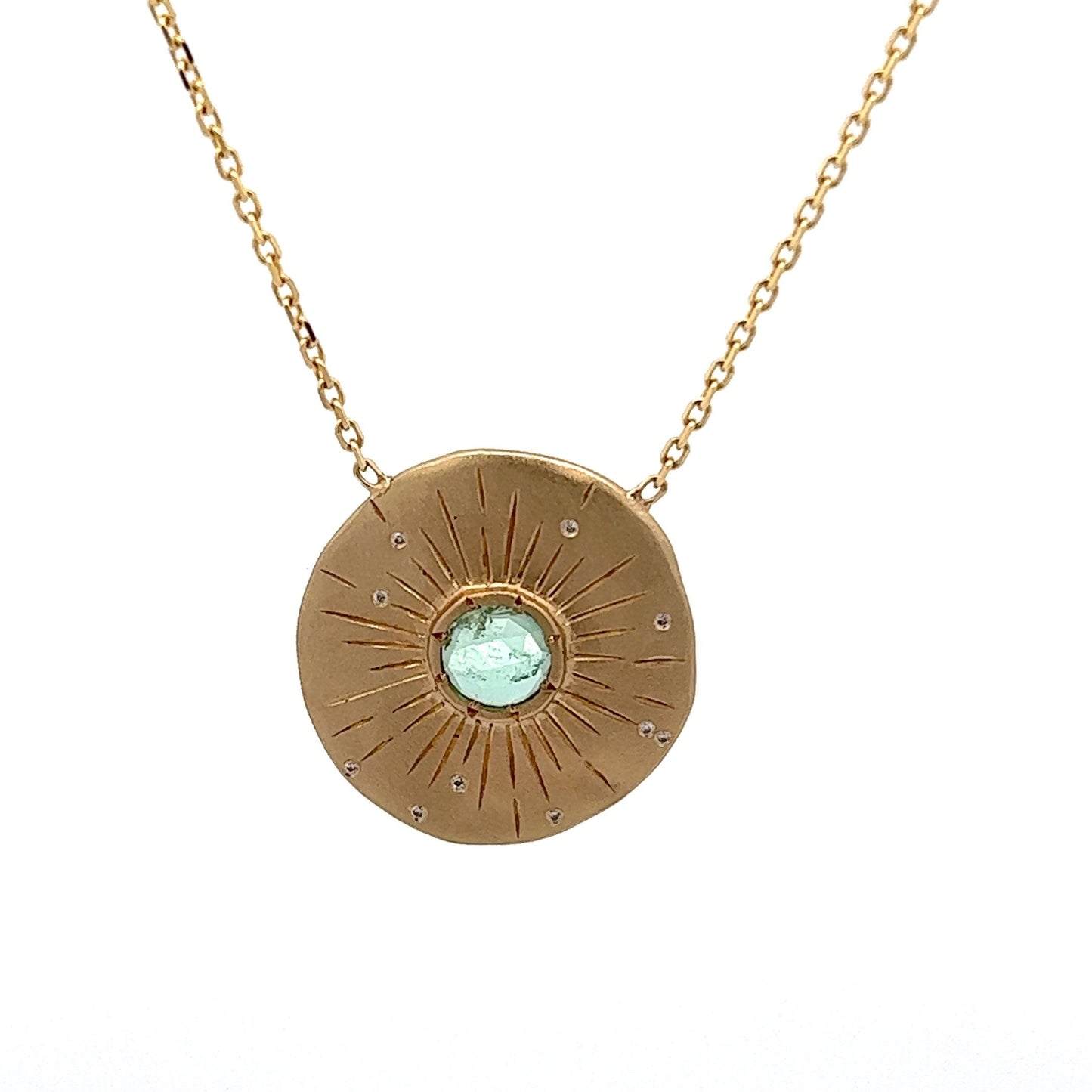 etched sea disc necklace - green tourmaline