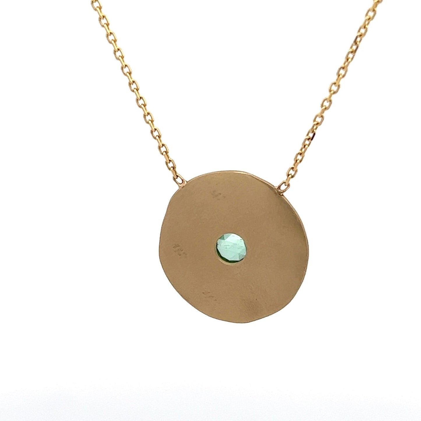 etched sea disc necklace - green tourmaline