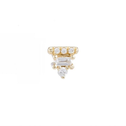 baguette bar stud earrings - natural diamond