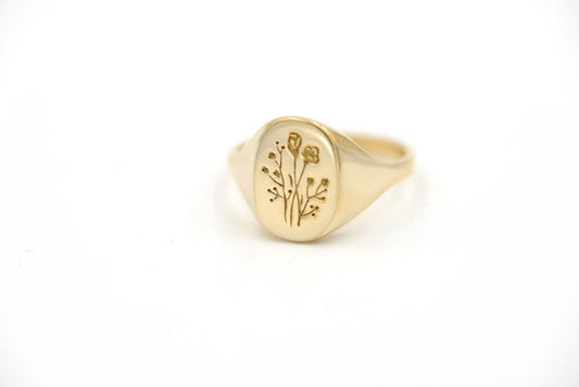 gold signet ring - wildflower
