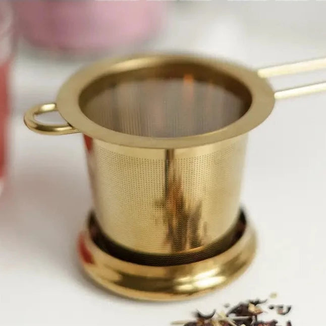 gold tea strainer basket
