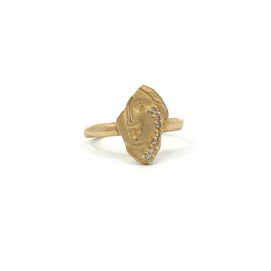 fragmented face diamond curve ring