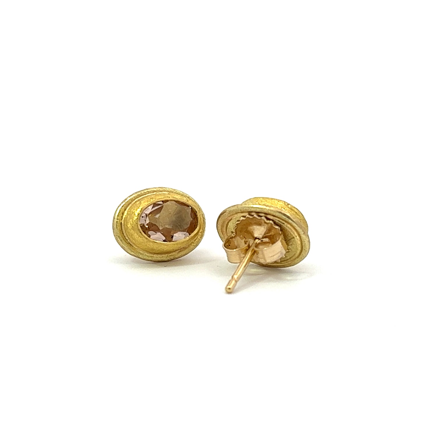 faceted morganite oval stud earrings