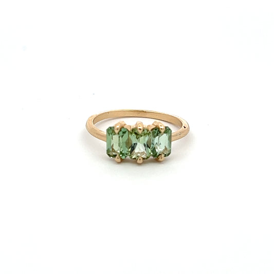 mint green tourmaline trinity ring
