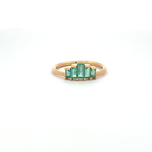 five baguette emerald ring - 0.55 carat