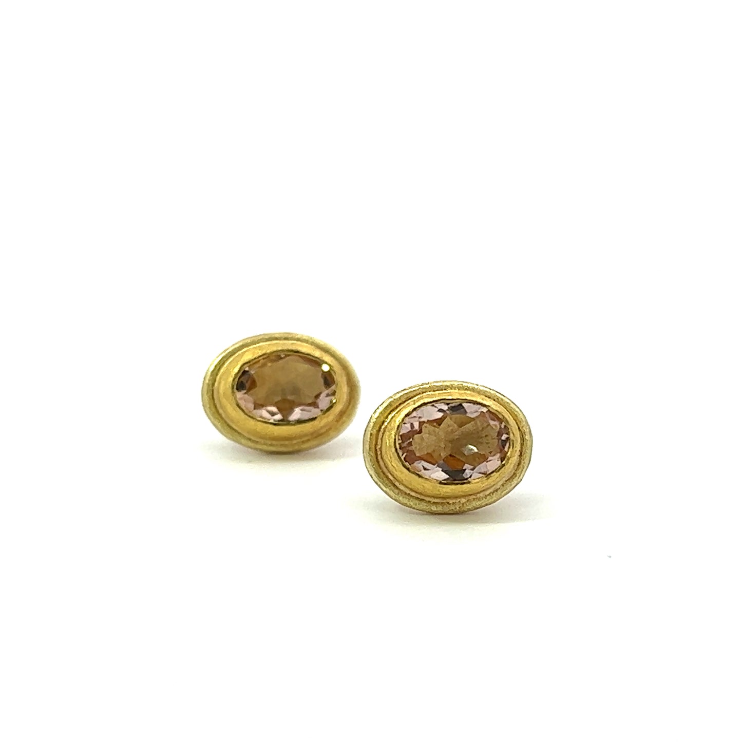 faceted morganite oval stud earrings