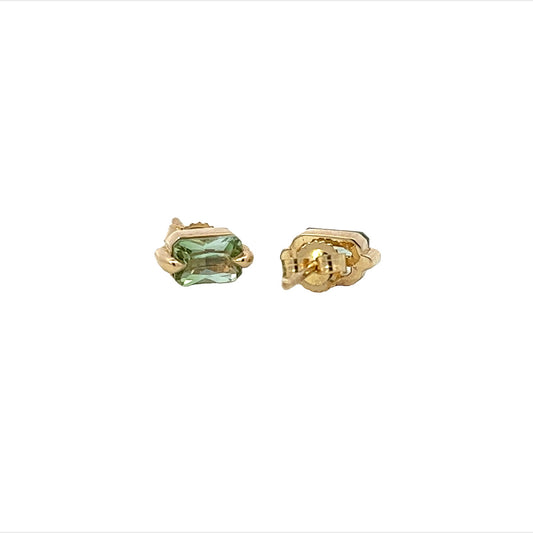 green tourmaline radiant cut stud earrings