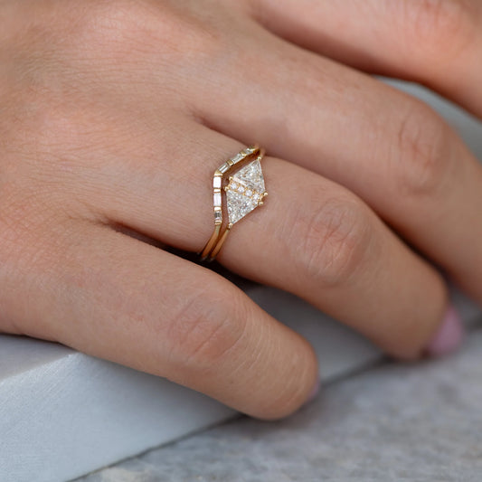 chevron v baguette wedding ring with baguette diamonds - made to order