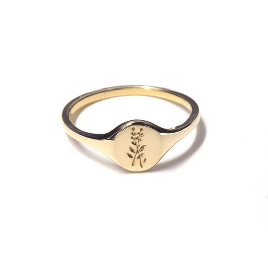 gold mini signet ring - lavender