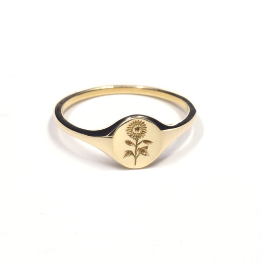 mini signet ring - sunflower