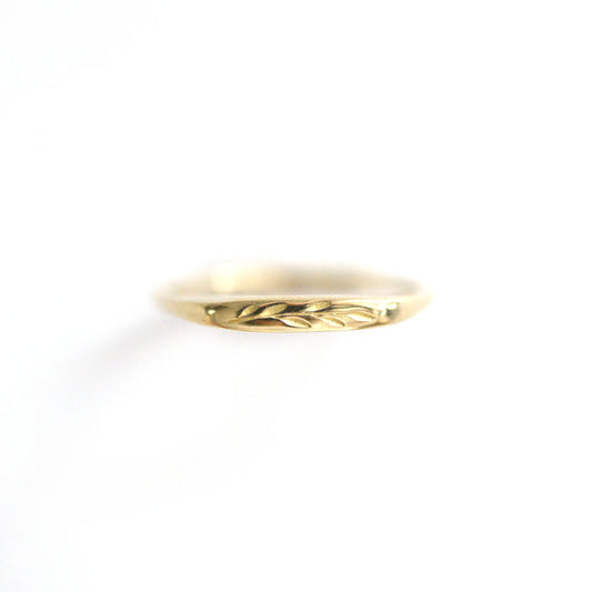gold petite signet ring - olive branch