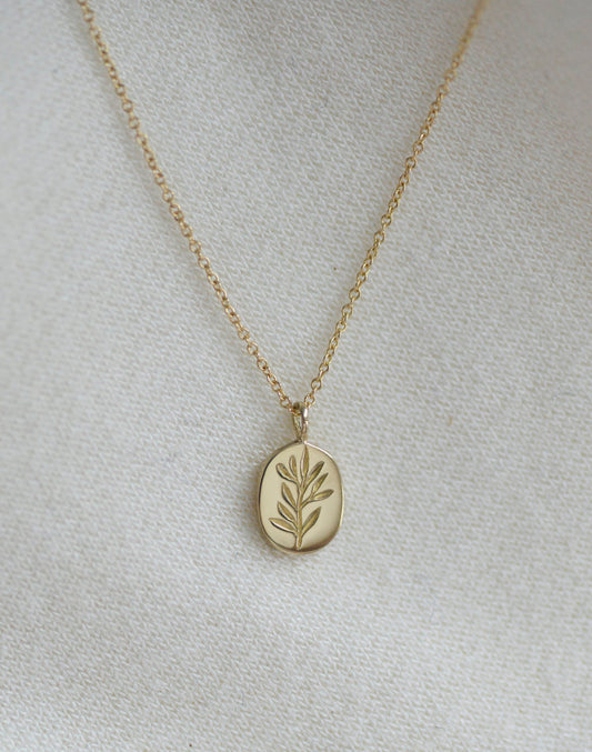 gold pendant necklace - olive branch