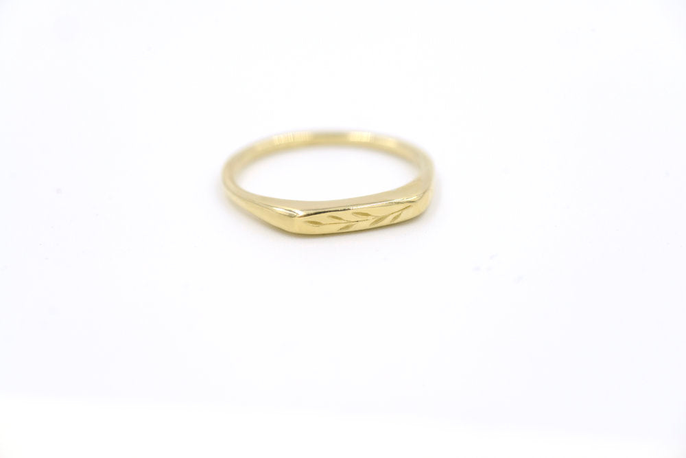 gold petite signet ring - olive branch