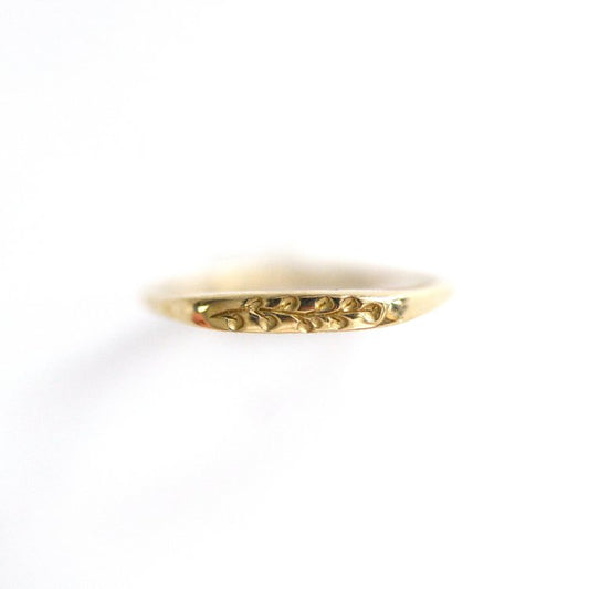 gold petite signet ring - eucalyptus
