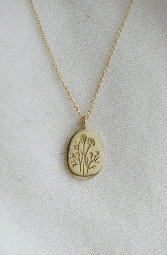 gold pendant necklace - wildflower