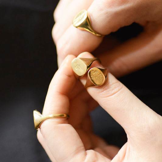 gold signet ring - wildflower